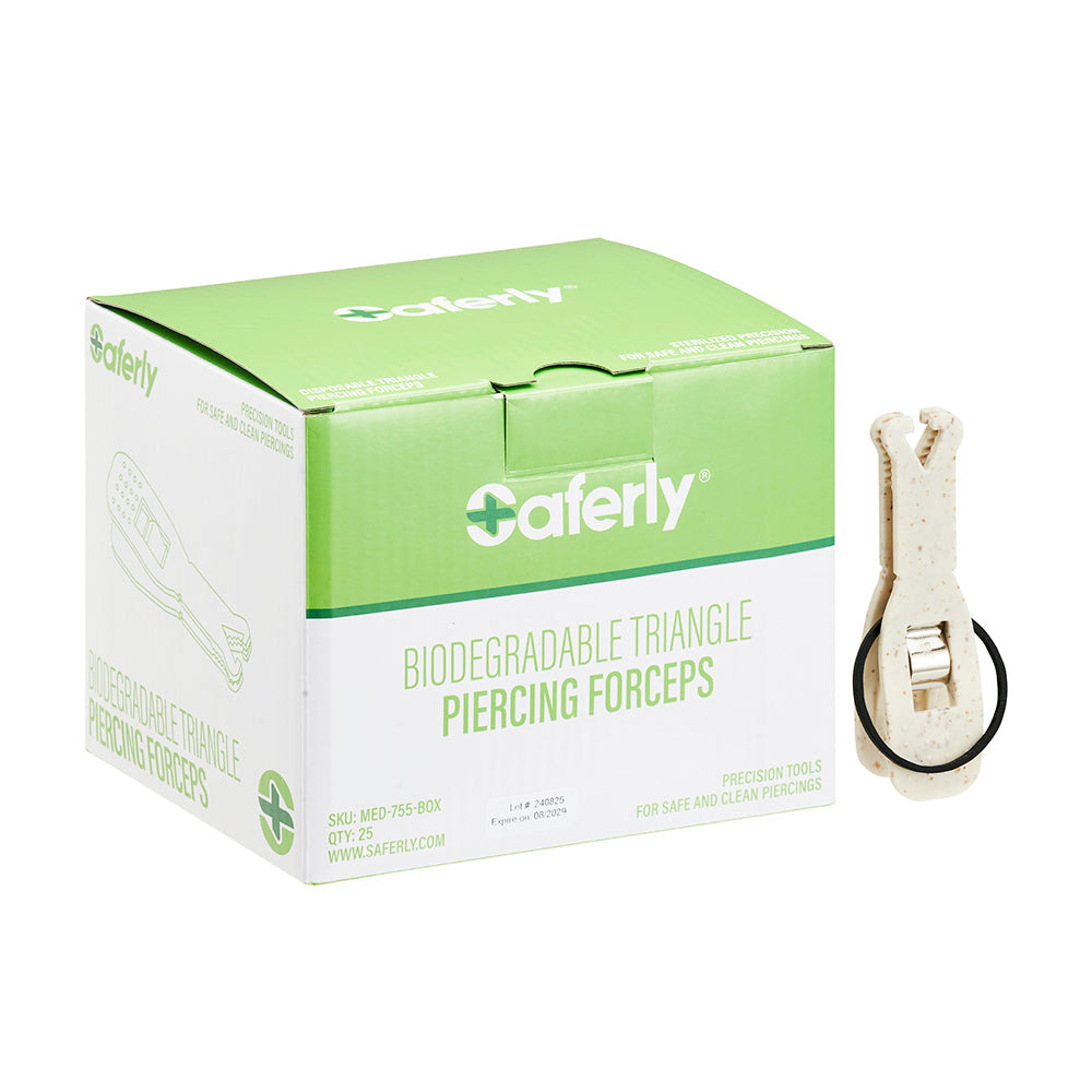 Saferly Triangle Biodegradable Piercing Forceps — Box of 25 - Ultimate Tattoo Supply