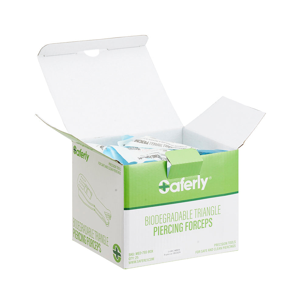 Saferly Triangle Biodegradable Piercing Forceps — Box of 25 - Ultimate Tattoo Supply