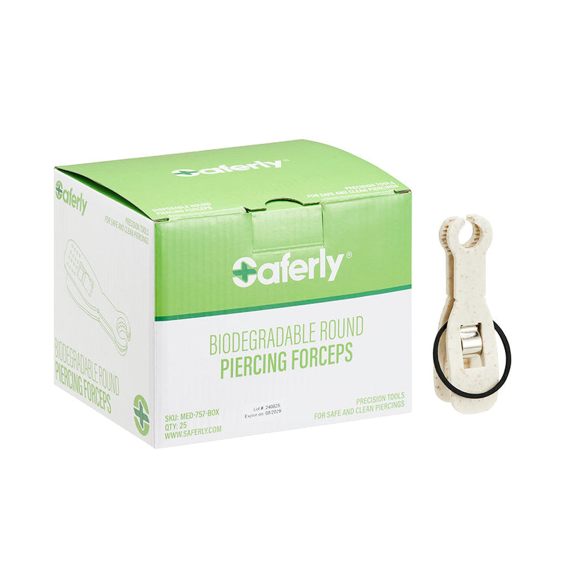 Saferly Round Biodegradable Piercing Forceps — Box of 25 - Ultimate Tattoo Supply