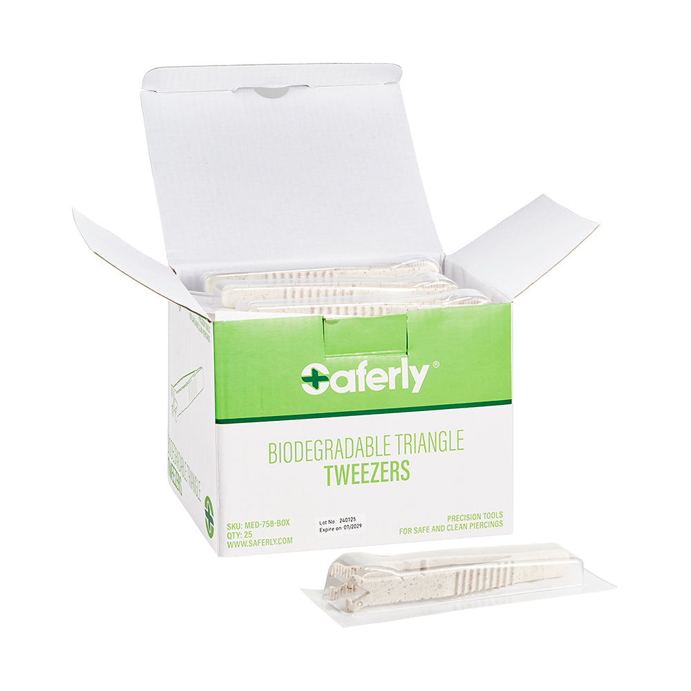 Saferly Medical Biodegradable Sterilized Triangle Tip Tweezers — Box of 25 - Ultimate Tattoo Supply