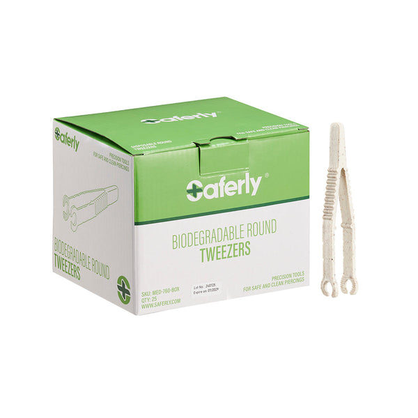 Saferly Medical Biodegradable Sterilized Round Tip Tweezers — Box of 25 - Ultimate Tattoo Supply