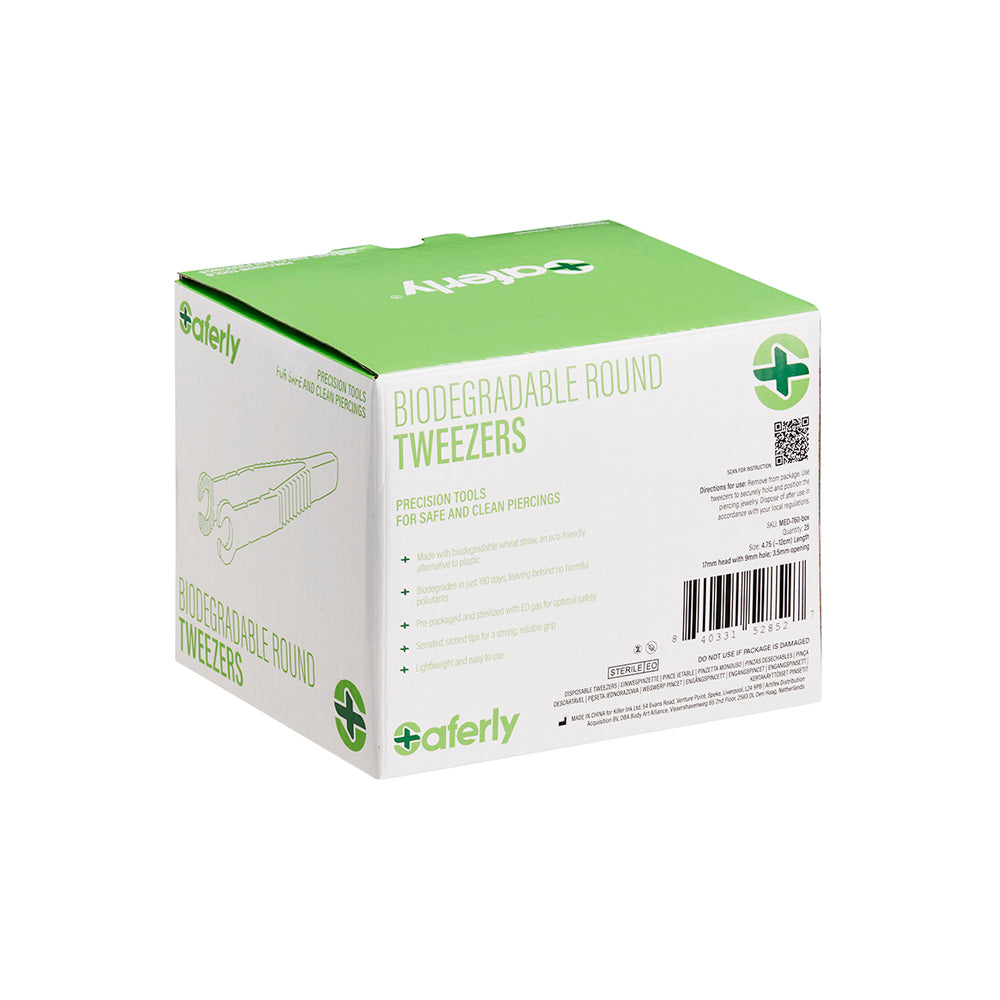 Saferly Medical Biodegradable Sterilized Round Tip Tweezers — Box of 25 - Ultimate Tattoo Supply