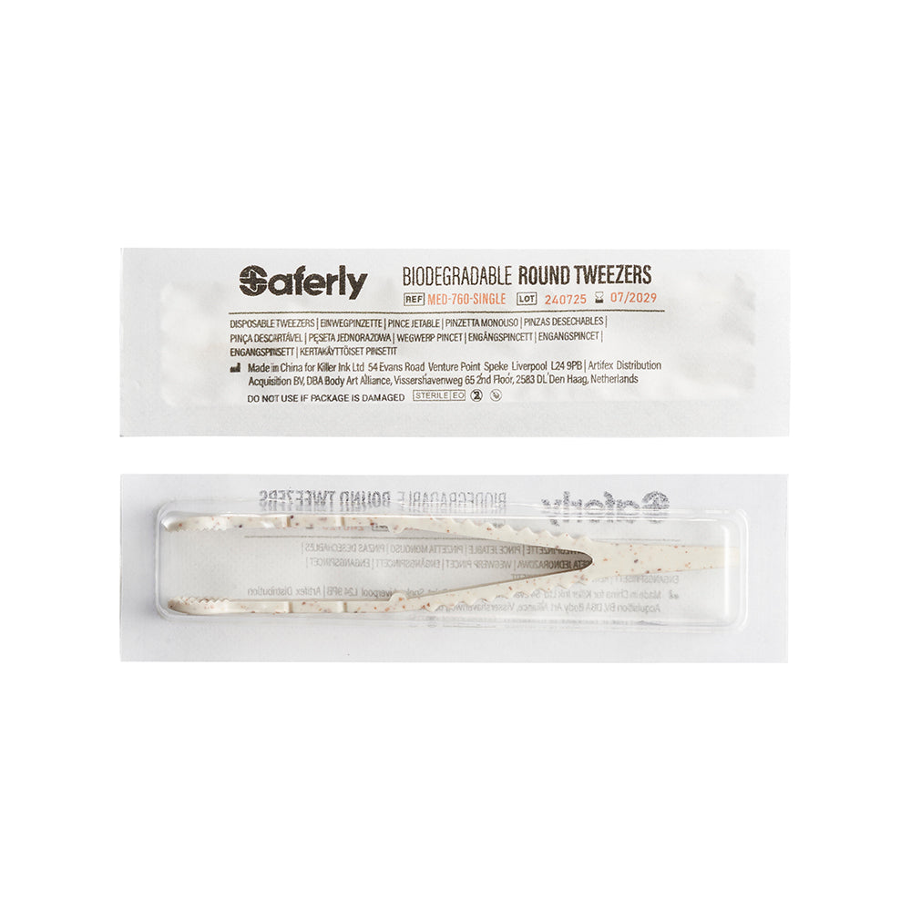 Saferly Medical Biodegradable Sterilized Round Tip Tweezers — Box of 25 - Ultimate Tattoo Supply