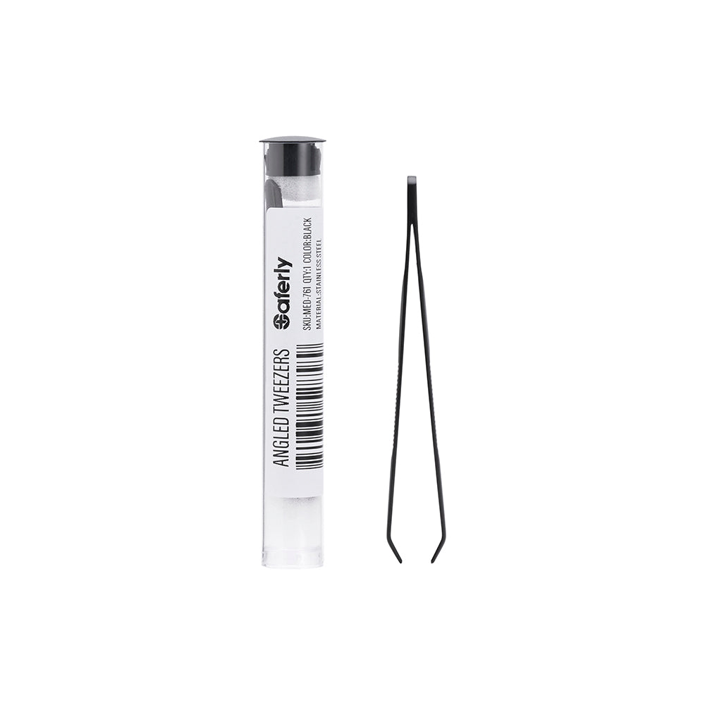 Saferly Anti-Static Black Slanted Tweezers - Ultimate Tattoo Supply