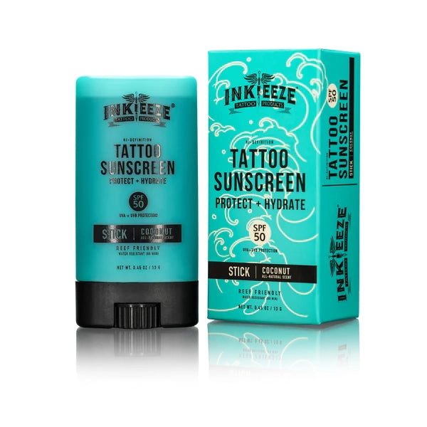 INK-EEZE Hi-Definition Tattoo Sunscreen Stick SPF 50 — 0.5oz - Ultimate Tattoo Supply