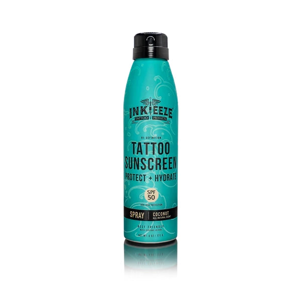 INK-EEZE Hi-Definition Tattoo Sunscreen Spray SPF 50 — 6oz - Ultimate Tattoo Supply