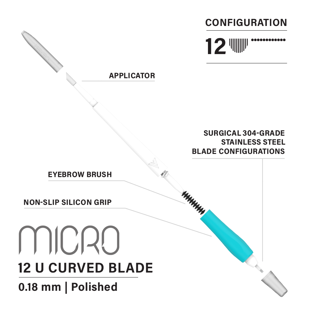 Vertix Micro Microblade - U Curved Blade - Pack of 10 Microblades - Ultimate Tattoo Supply