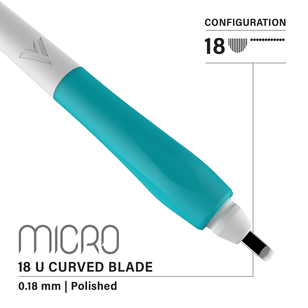 Vertix Micro Microblade - U Curved Blade - Pack of 10 Microblades - Ultimate Tattoo Supply