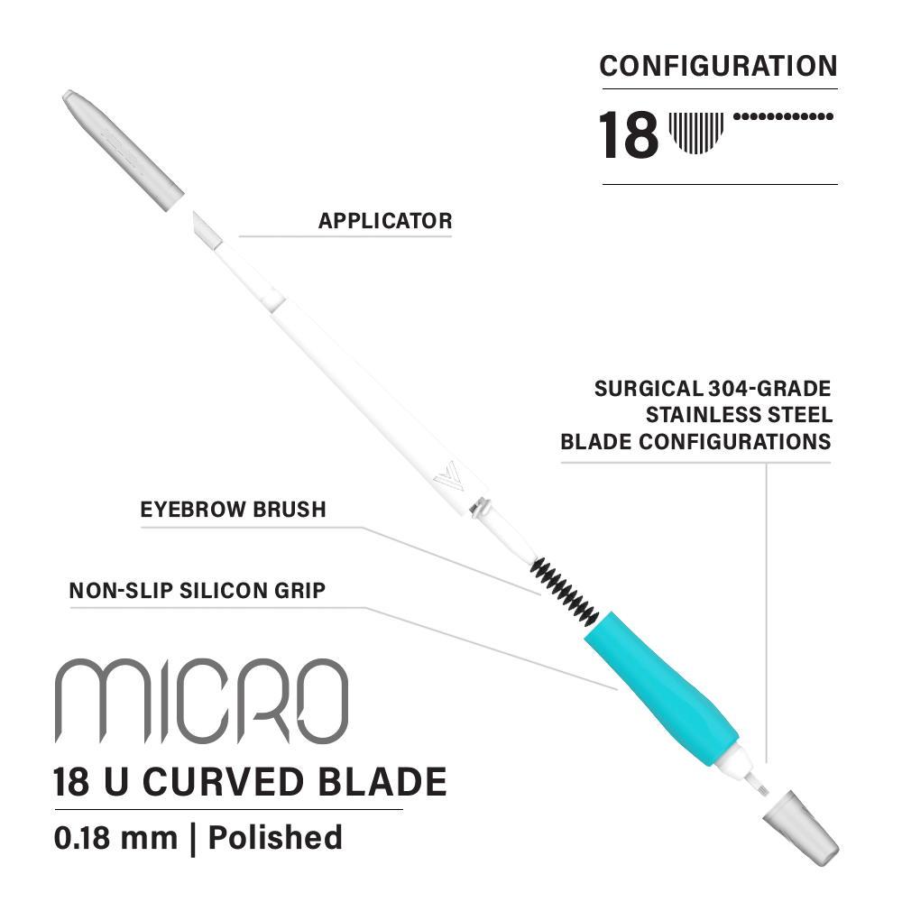 Vertix Micro Microblade - U Curved Blade - Pack of 10 Microblades - Ultimate Tattoo Supply