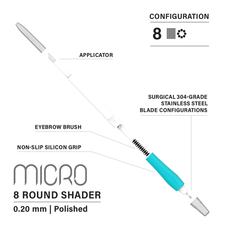 Vertix Micro Microblade - Round Shader Blade - Pack of 10 Microblades - Ultimate Tattoo SupplyVertix Micro Microblade - Round Shader Blade - Pack of 10 Microblades