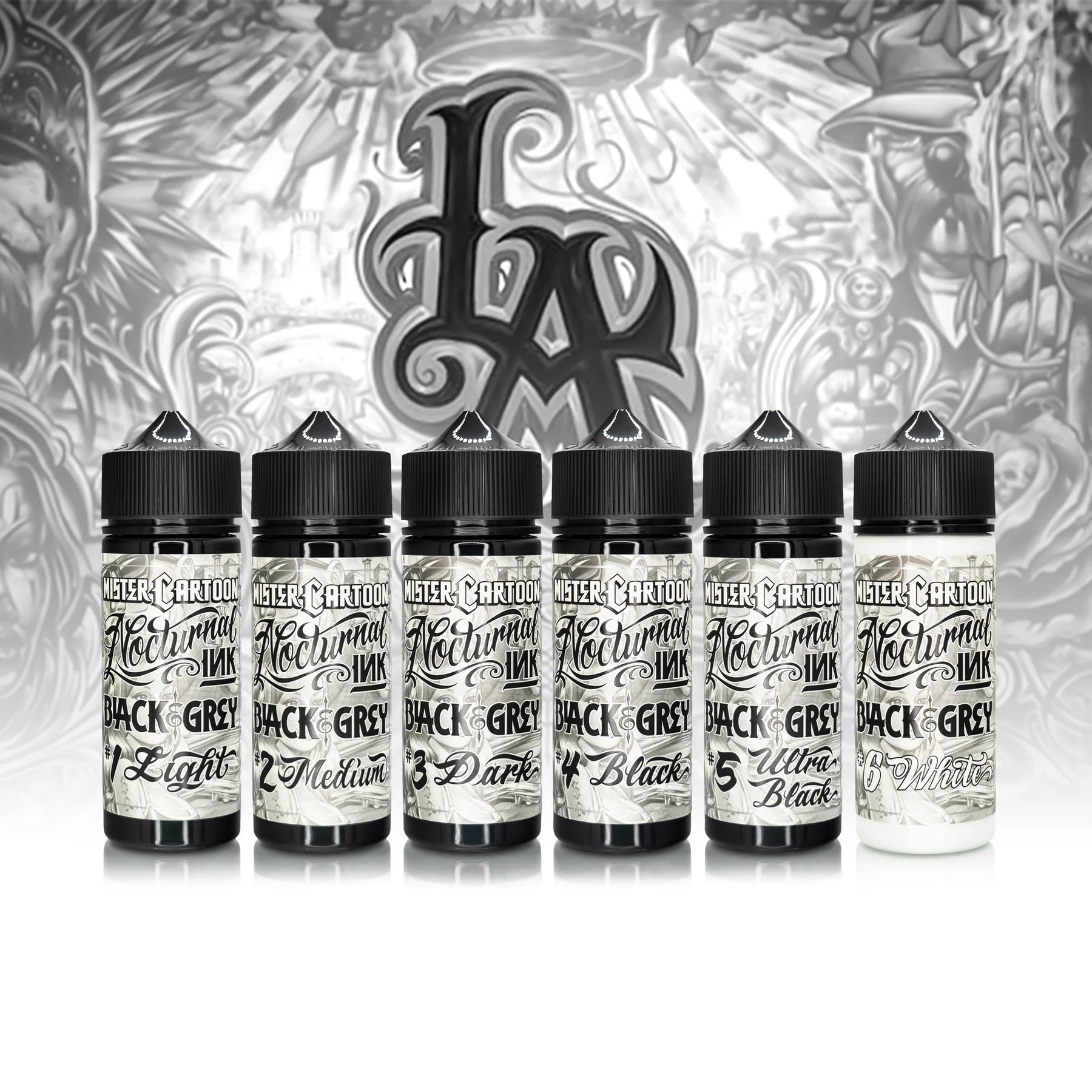 Bishop x Mister Cartoon Ink Set — Eternal Tattoo Ink — 6 4oz Bottles - Ultimate Tattoo Supply