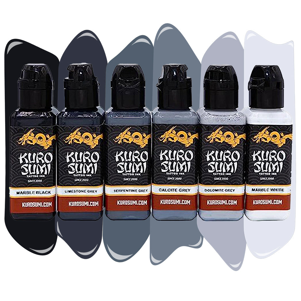 Kuro Sumi Marble Stone Tone Tattoo Ink Set - Ultimate Tattoo Supply