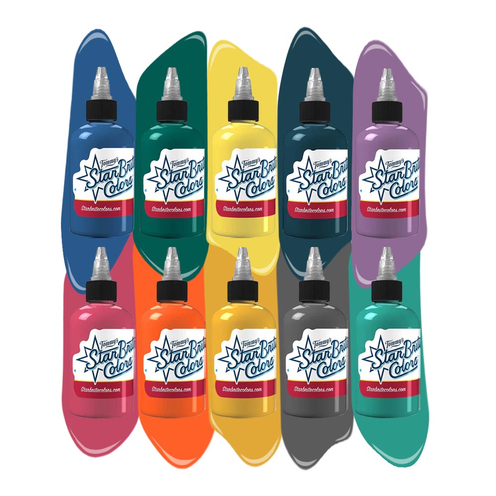 Mark Duhan Floral Series 10-Color Ink Set — Tommy’s StarBrite Colors Signature Series — 1oz Bottles - Ultimate Tattoo Supply