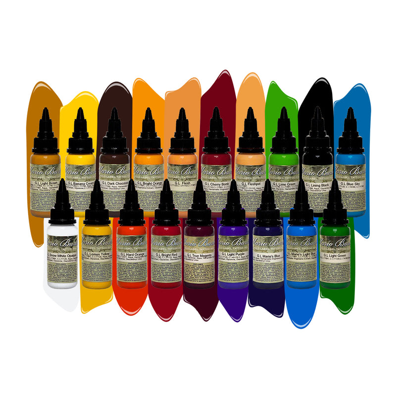 Mario Barth's Gold Label 1oz Series — Intenze Tattoo Ink — 19 Bottles - Ultimate Tattoo Supply