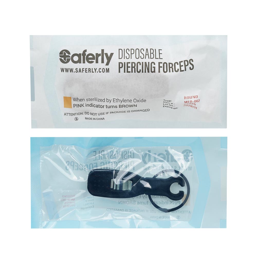 Saferly Disposable Round Piercing Forceps - Ultimate Tattoo Supply