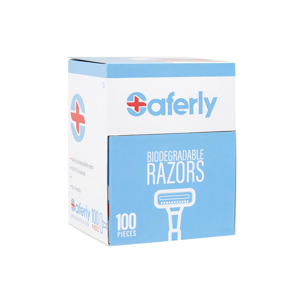 Saferly Stainless Steel Biodegradable Skin Prep Razors - 100/bx - Ultimate Tattoo Supply