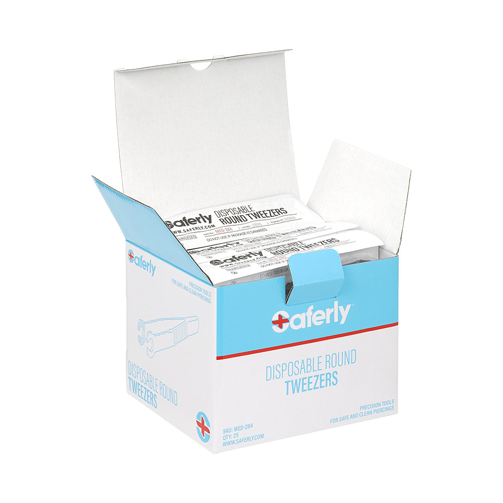 Saferly Medical Sterilized Round Tweezers - Single or Case of 25 - Ultimate Tattoo Supply