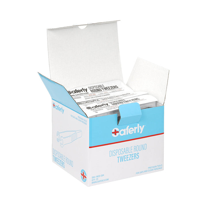 Saferly Medical Sterilized Round Tweezers - Single or Case of 25 - Ultimate Tattoo SupplySaferly Medical Sterilized Round Tweezers - Single or Case of 25