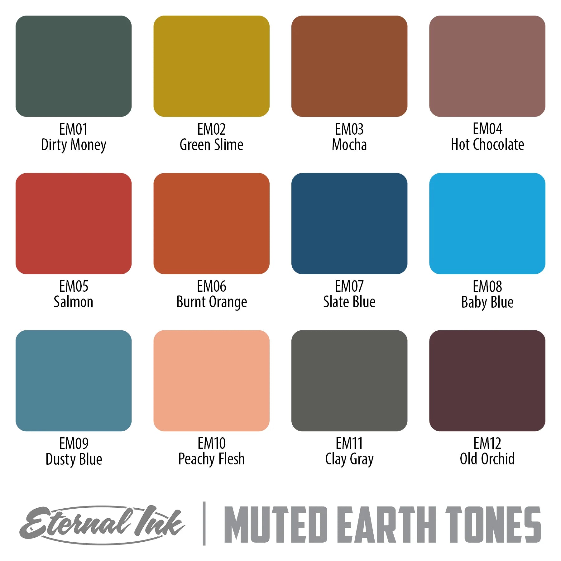Eternal Ink - Muted Earth Tones Set - Ultimate Tattoo Supply