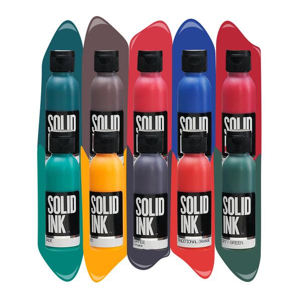 12 Color Mini Travel Set — Solid Ink — 1/2oz Bottles – Painful Pleasures