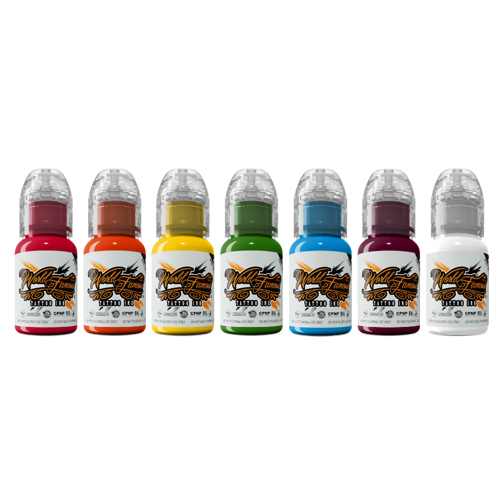World Famous 7 Color Simple Set - 1/2oz. - Ultimate Tattoo Supply