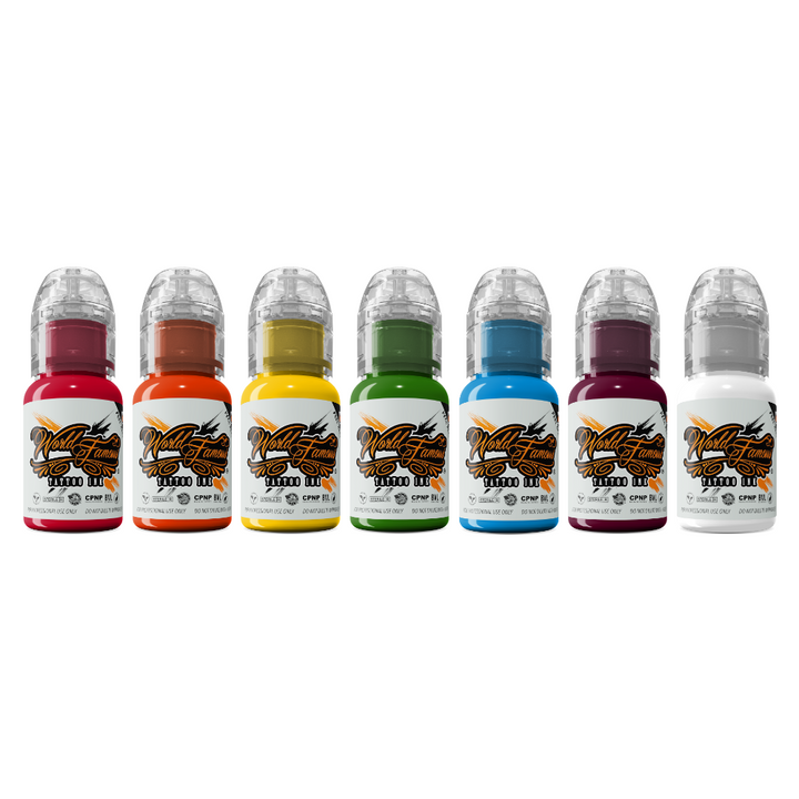 World Famous 7 Color Simple Set - 1/2oz. - Ultimate Tattoo SupplyWorld Famous 7 Color Simple Set - 1/2oz.