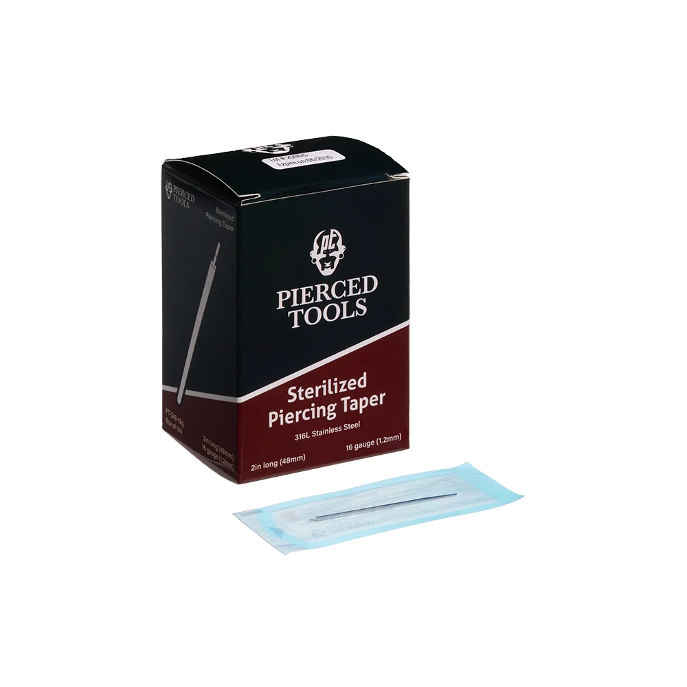 2” Sterilized Piercing Tapers for 16g or 18g Internally Threaded or Threadless Jewelry — Box of 100 - Painful Pleasures