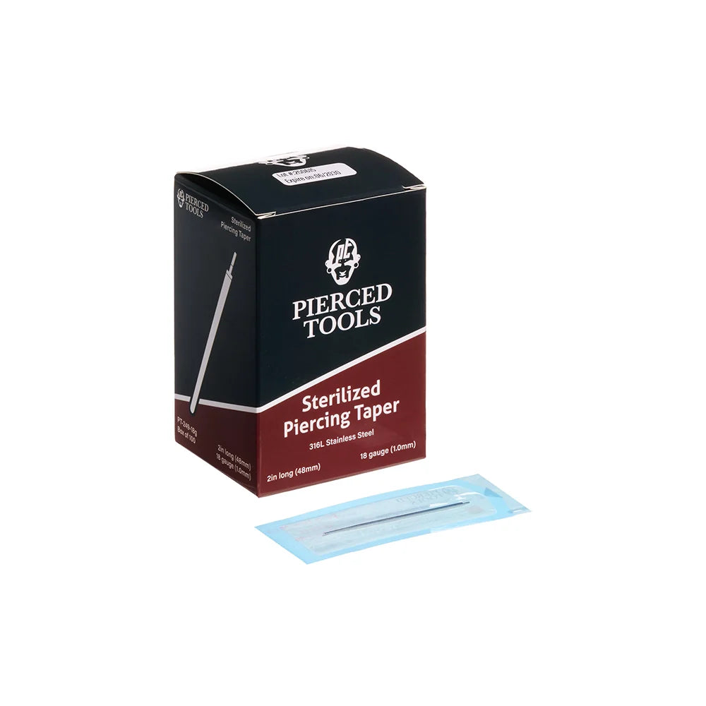 2” Sterilized Piercing Tapers for 16g or 18g Internally Threaded or Threadless Jewelry — Box of 100 - Painful Pleasures