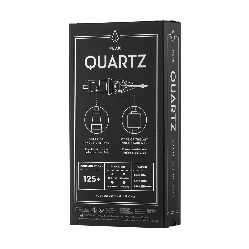 Peak Quartz Needle Cartridges — #10 Bugpin Curved Mag Shaders Medium Taper — Box of 20 - Ultimate Tattoo Supply