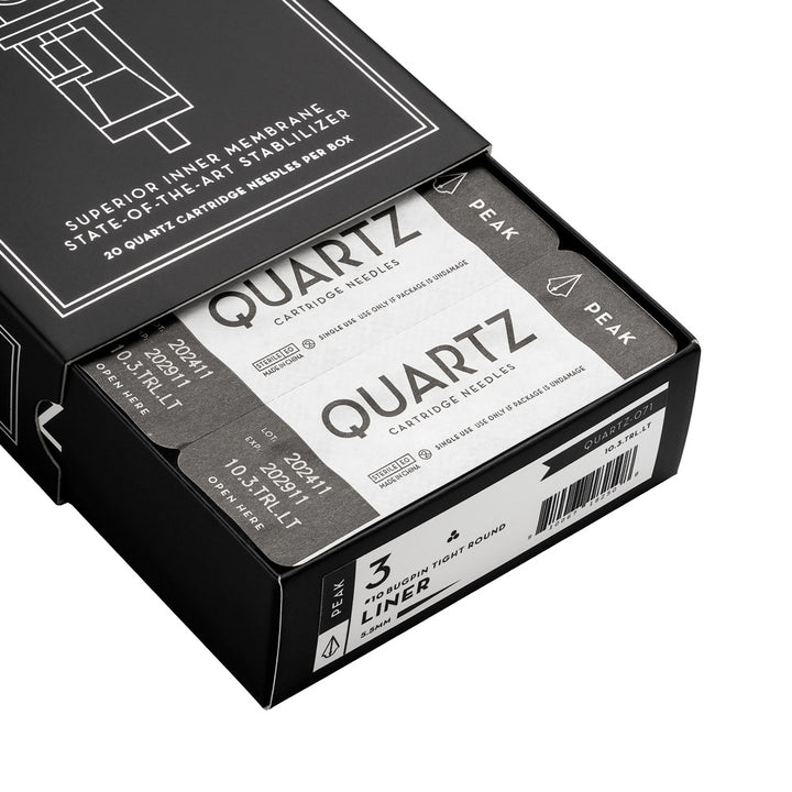 Peak Quartz Needle Cartridges — #10 Hollow Liners Long Taper — Box of 20 - Ultimate Tattoo Supply