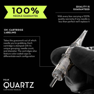 Peak Quartz Needle Cartridges — #12 Round Liners Long Taper — Box of 20