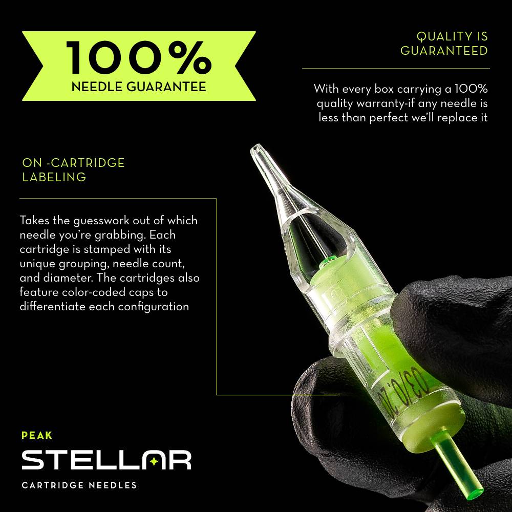 Peak Stellar Needle Cartridges — Round Liners — Box of 20