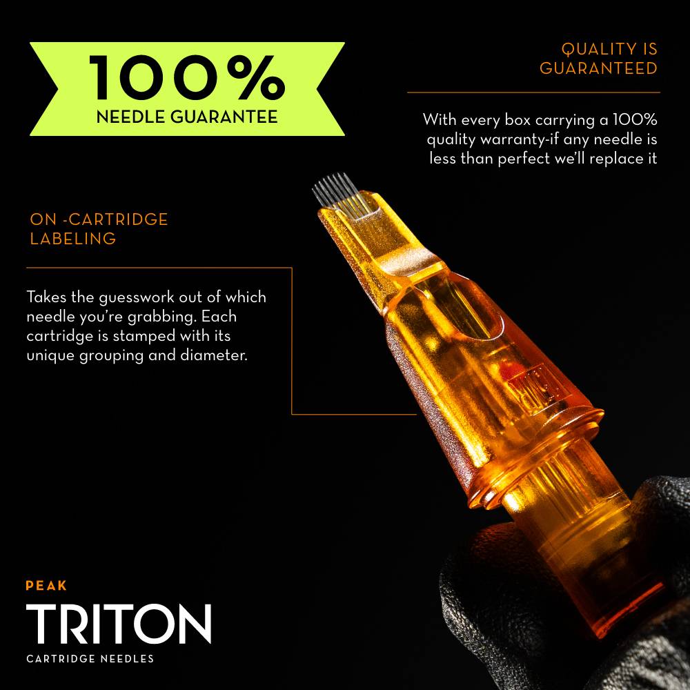 Peak Triton Cartridge - #12 Super Tight Round Liner Extra Long Taper (7.5mm)- Box of 20