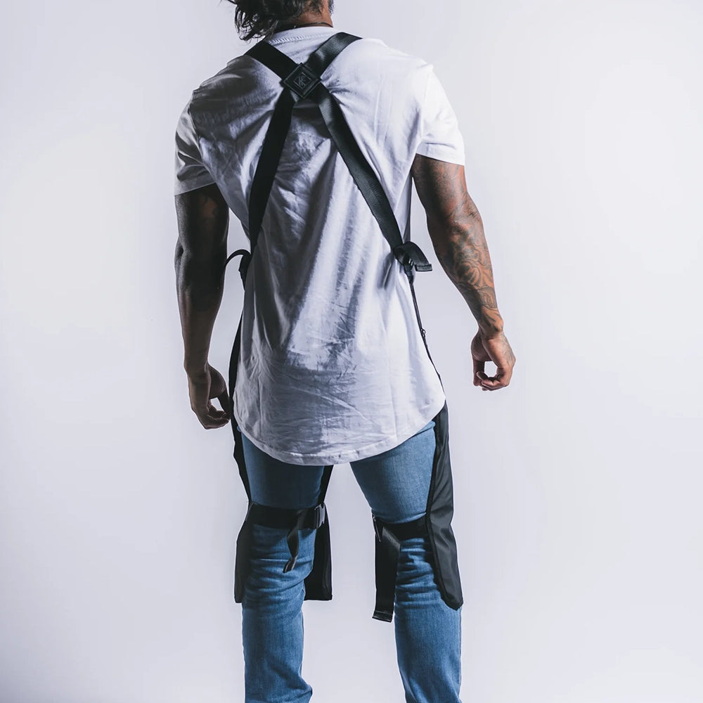Knife & Flag Non-Porous Split Leg Apron — Black - Ultimate Tattoo Supply