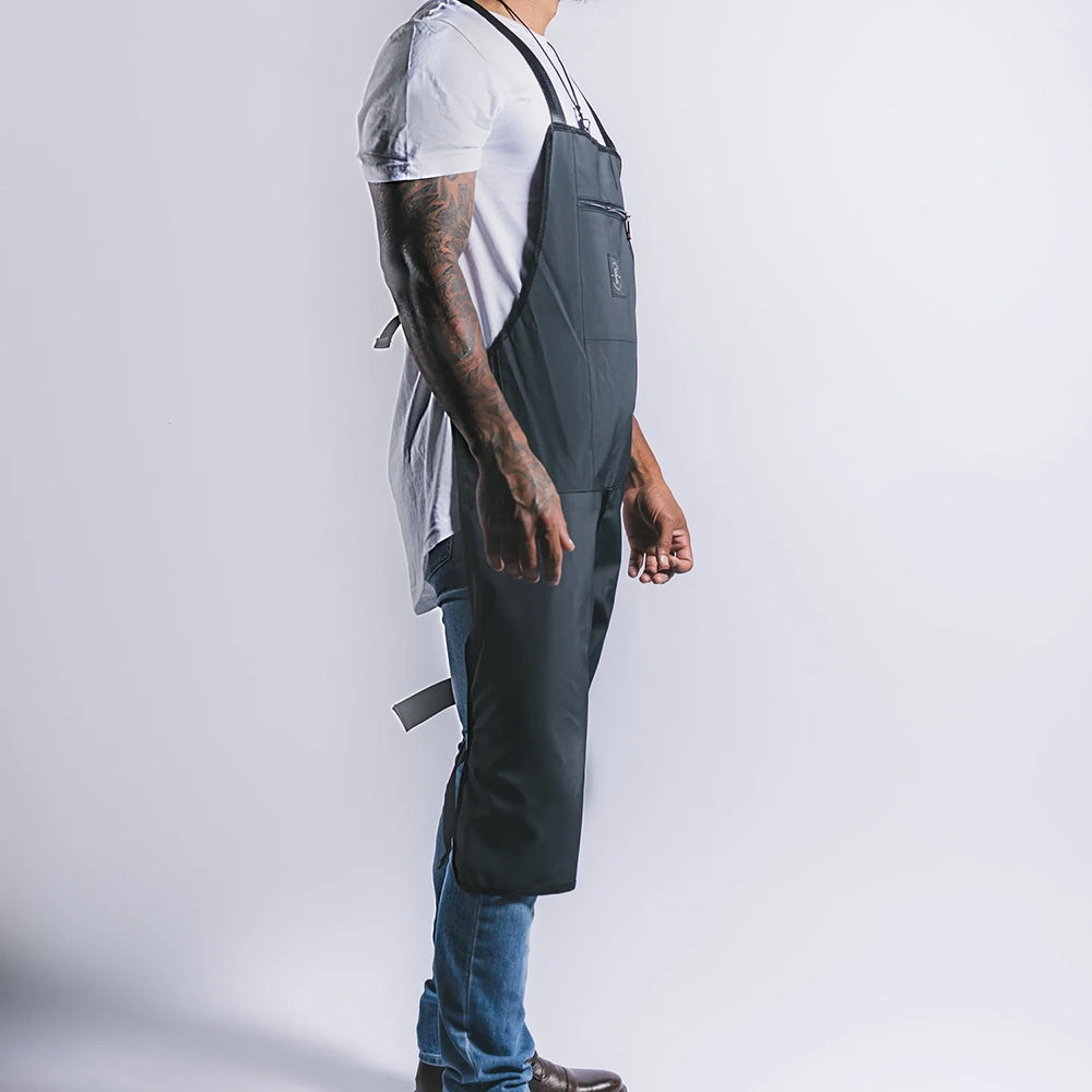 Knife & Flag Non-Porous Split Leg Apron — Black - Ultimate Tattoo Supply