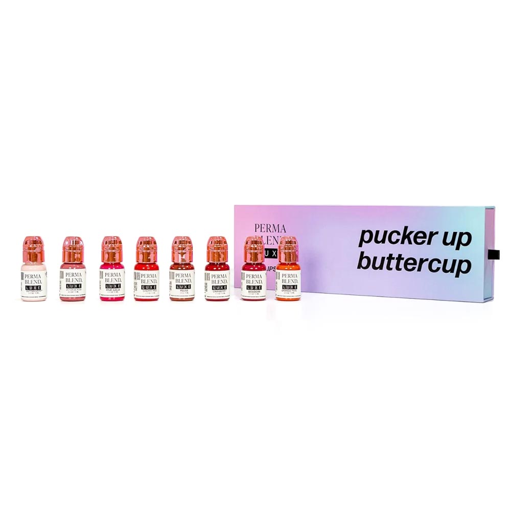 Luxe Pucker Up Buttercup Lip Set — Luxe Perma Blend — 8 1/2oz Bottles - Ultimate Tattoo Supply