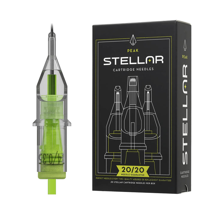 Peak Stellar Needle Cartridges — Bugpin Round Liners — Box of 20 - Ultimate Tattoo Supply