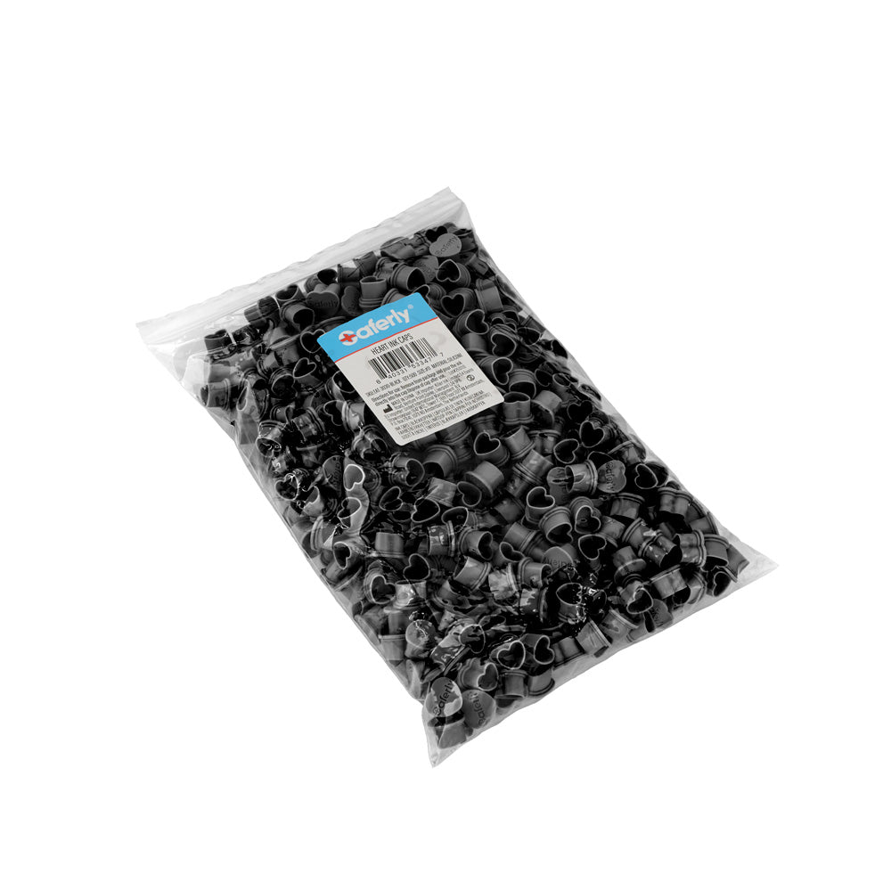 Saferly Heart Silicone Ink Caps — Pick Size and Color — Bag of 500 - Ultimate Tattoo Supply