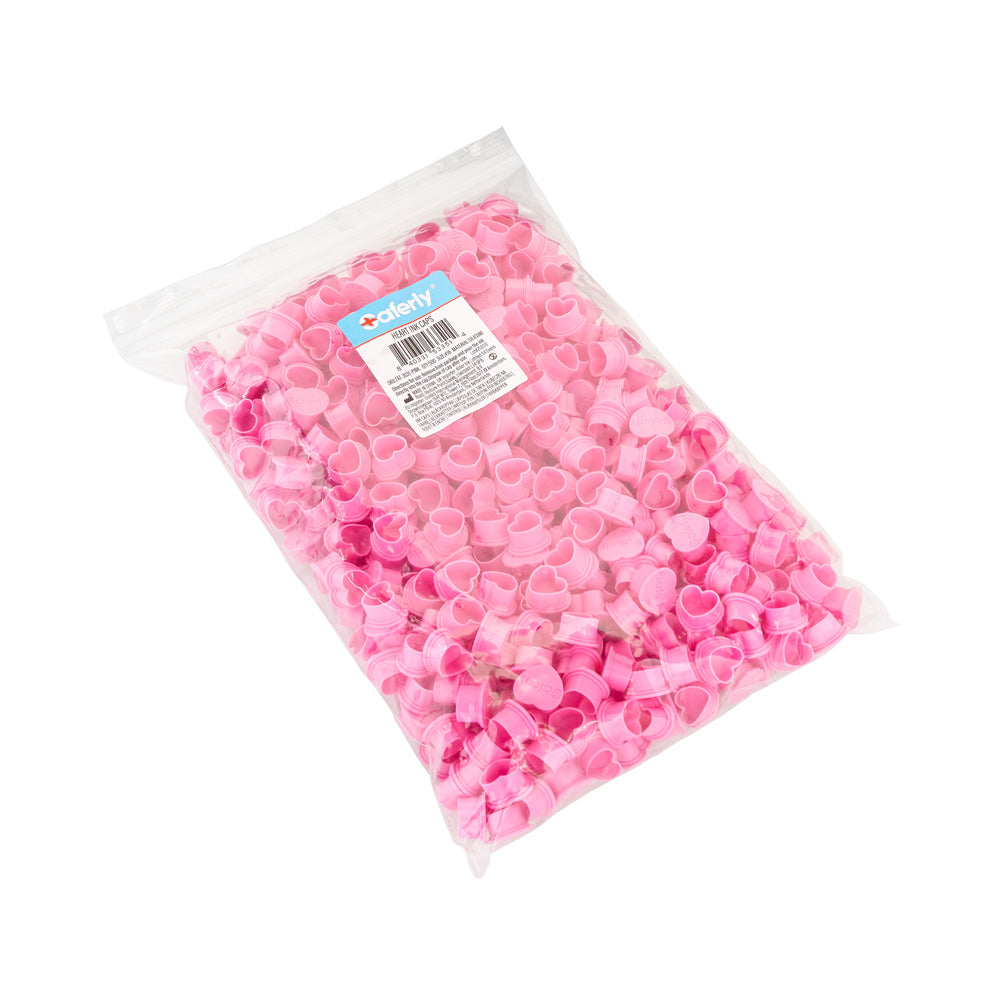 Saferly Heart Silicone Ink Caps — Pick Size and Color — Bag of 500 - Ultimate Tattoo Supply