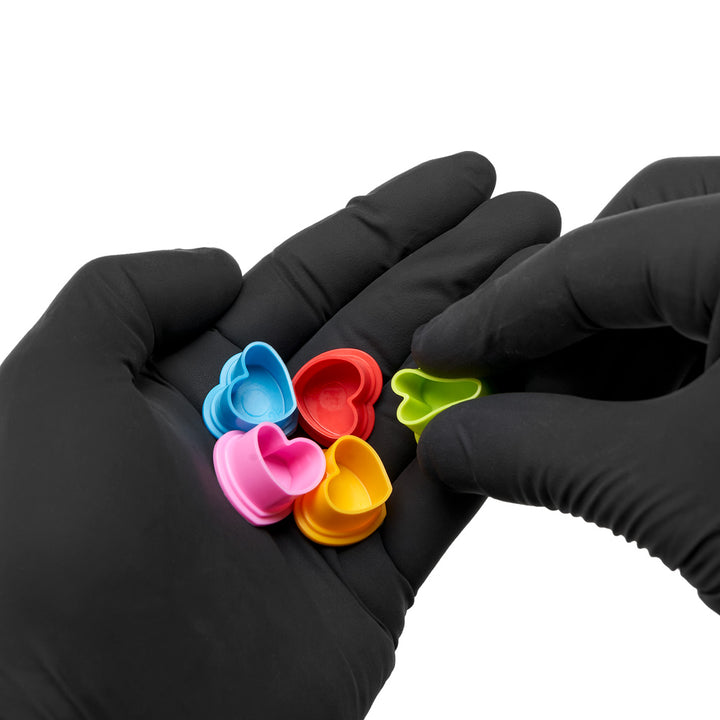 Saferly Heart Silicone Ink Caps — Pick Size and Color — Bag of 500 - Ultimate Tattoo SupplySaferly Heart Silicone Ink Caps — Pick Size and Color — Bag of 500