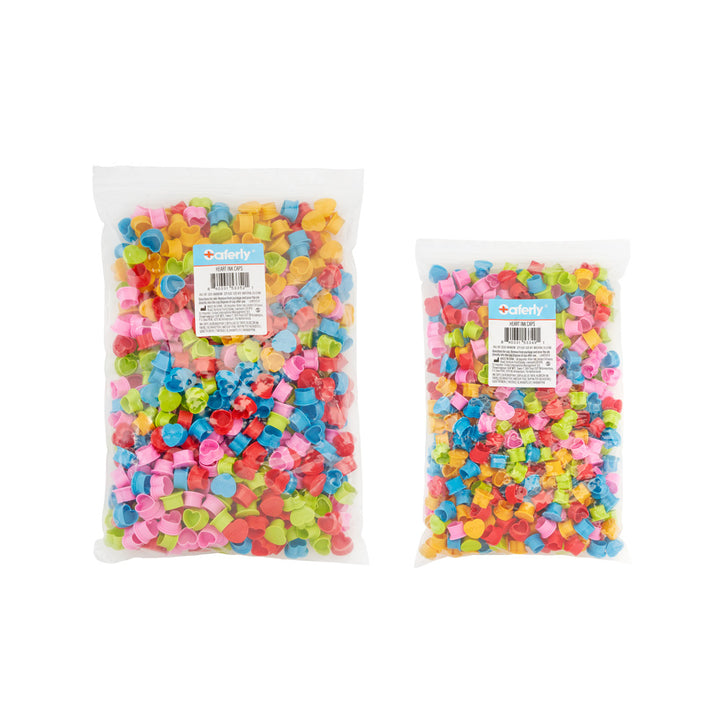 Saferly Heart Silicone Ink Caps — Pick Size and Color — Bag of 500 - Ultimate Tattoo SupplySaferly Heart Silicone Ink Caps — Pick Size and Color — Bag of 500