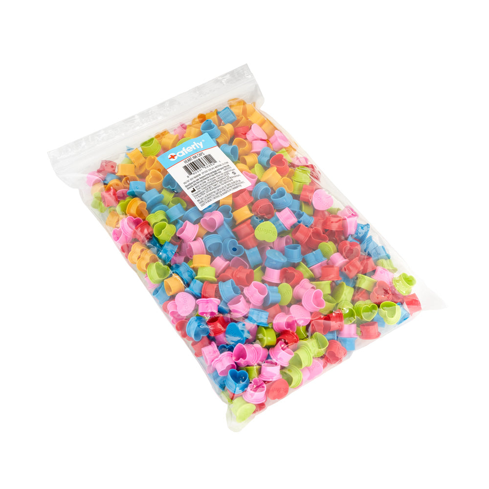 Saferly Heart Silicone Ink Caps — Pick Size and Color — Bag of 500 - Ultimate Tattoo Supply