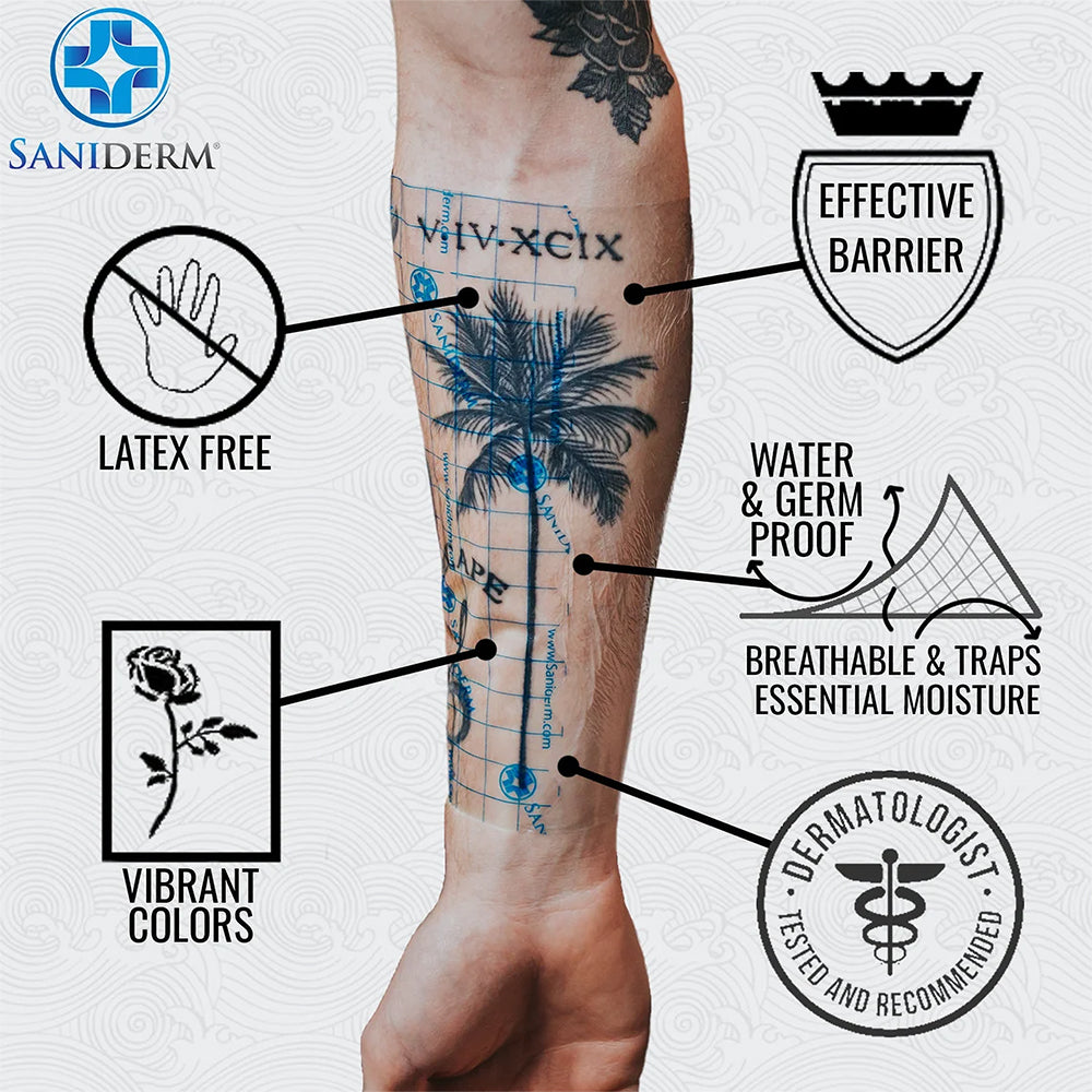 Saniderm – Tattoo Adhesive Film – 4” x 8  Roll - Ultimate Tattoo Supply
