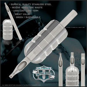 Sure-Shot One Pc Machined Tip/Tube - 15 Mag OPEN - Ultimate Tattoo Supply
