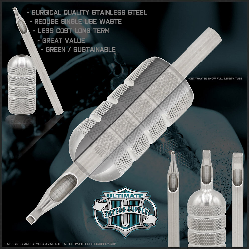 Sure-Shot One Pc Machined Tip/Tube - 13 Mag CURVED - Ultimate Tattoo Supply