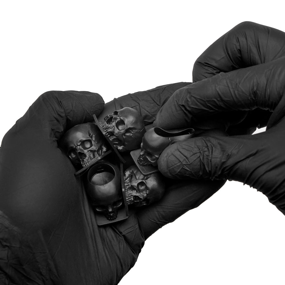 Saferly Skull Silicone Ink Caps —Size #16 (Large) — Bag of 200 — Pick Color - Ultimate Tattoo Supply