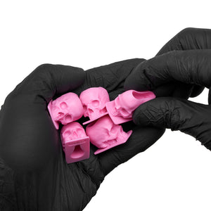 Saferly Skull Silicone Ink Caps —Size #16 (Large) — Bag of 200 — Pick Color - Ultimate Tattoo Supply