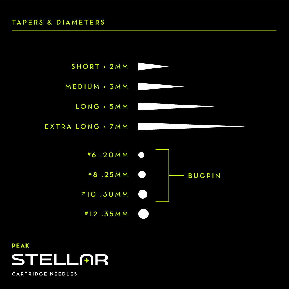 Peak Stellar Needle Cartridges — Select Configurations — Box of 50 - Ultimate Tattoo Supply