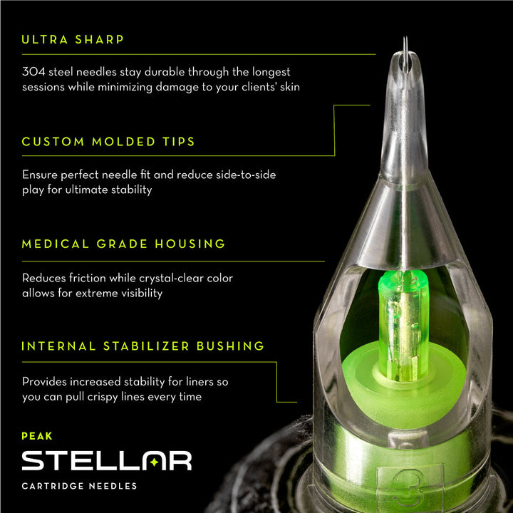 Peak Stellar Needle Cartridges — XXL Magnums — Box of 10 - Ultimate Tattoo Supply