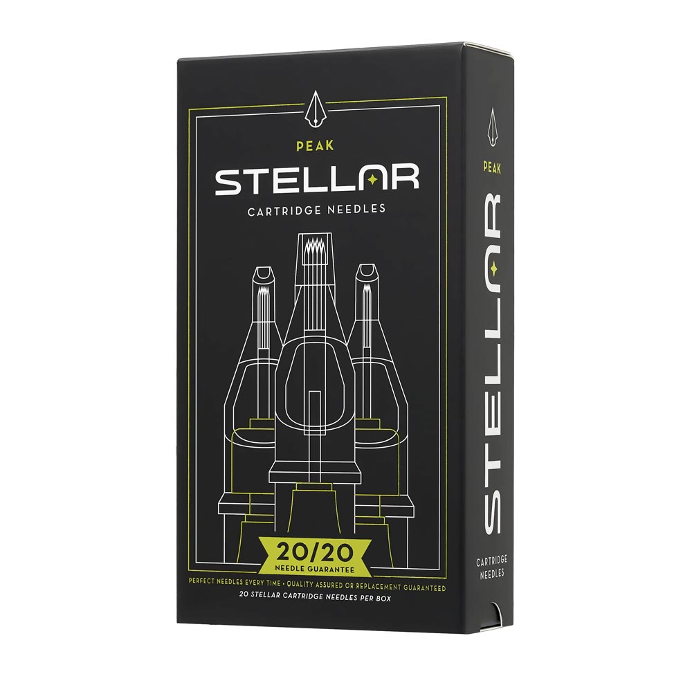 Peak Stellar Needle Cartridges — Bugpin Round Liners — Box of 20 - Ultimate Tattoo Supply